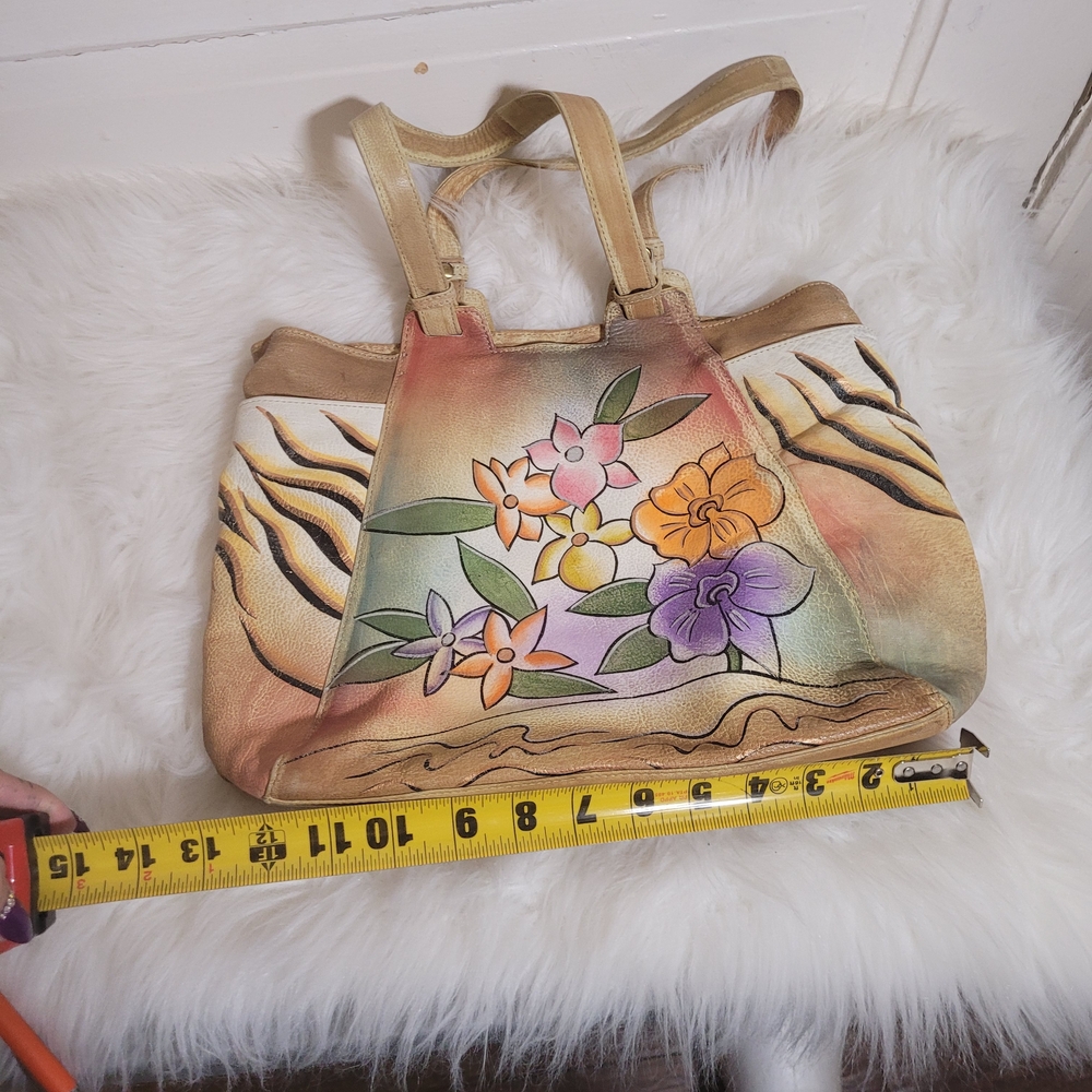 Vtg Hand Painted Great American Leatherworks Tote - Picture 12 of 12
